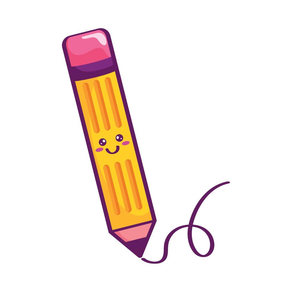 pencil kawaii style character vector