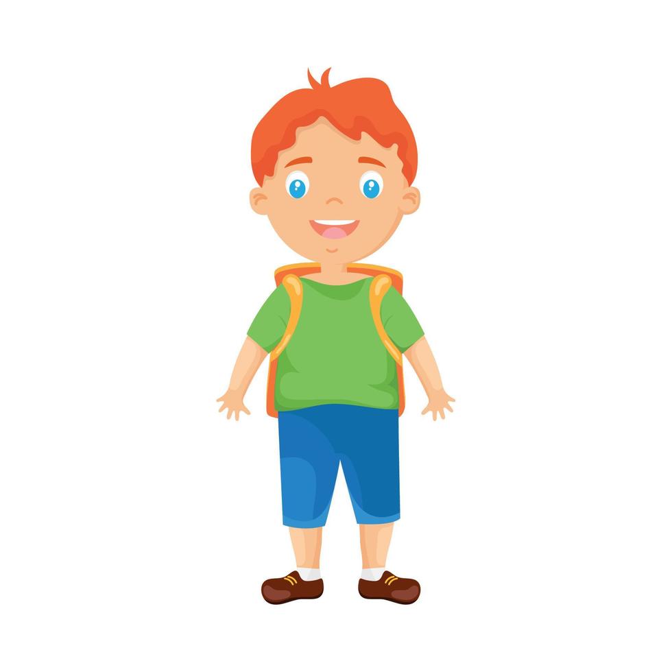 little boy with schoolbag vector