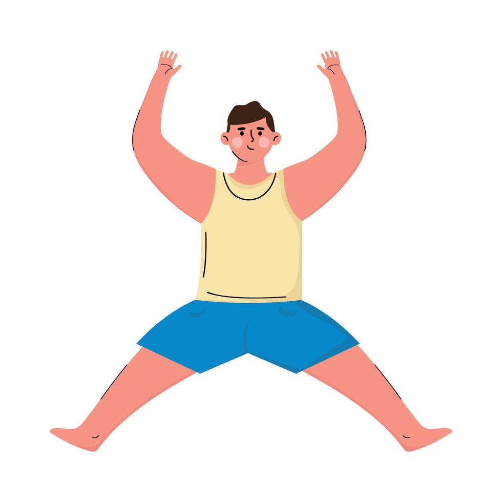 man jumping wearing swimsuit vector