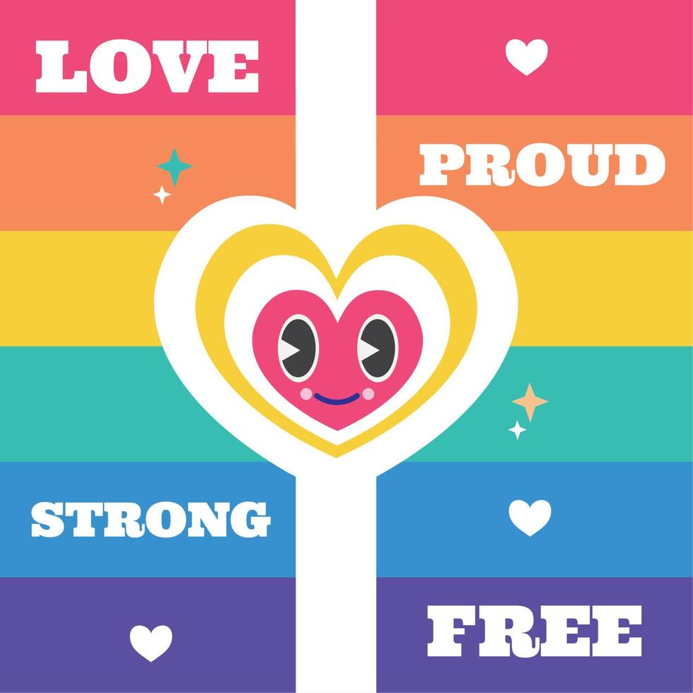 gay flag with heart vector