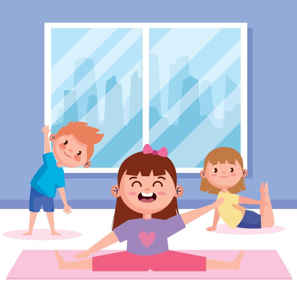 tres yogas para niños pequeños vector