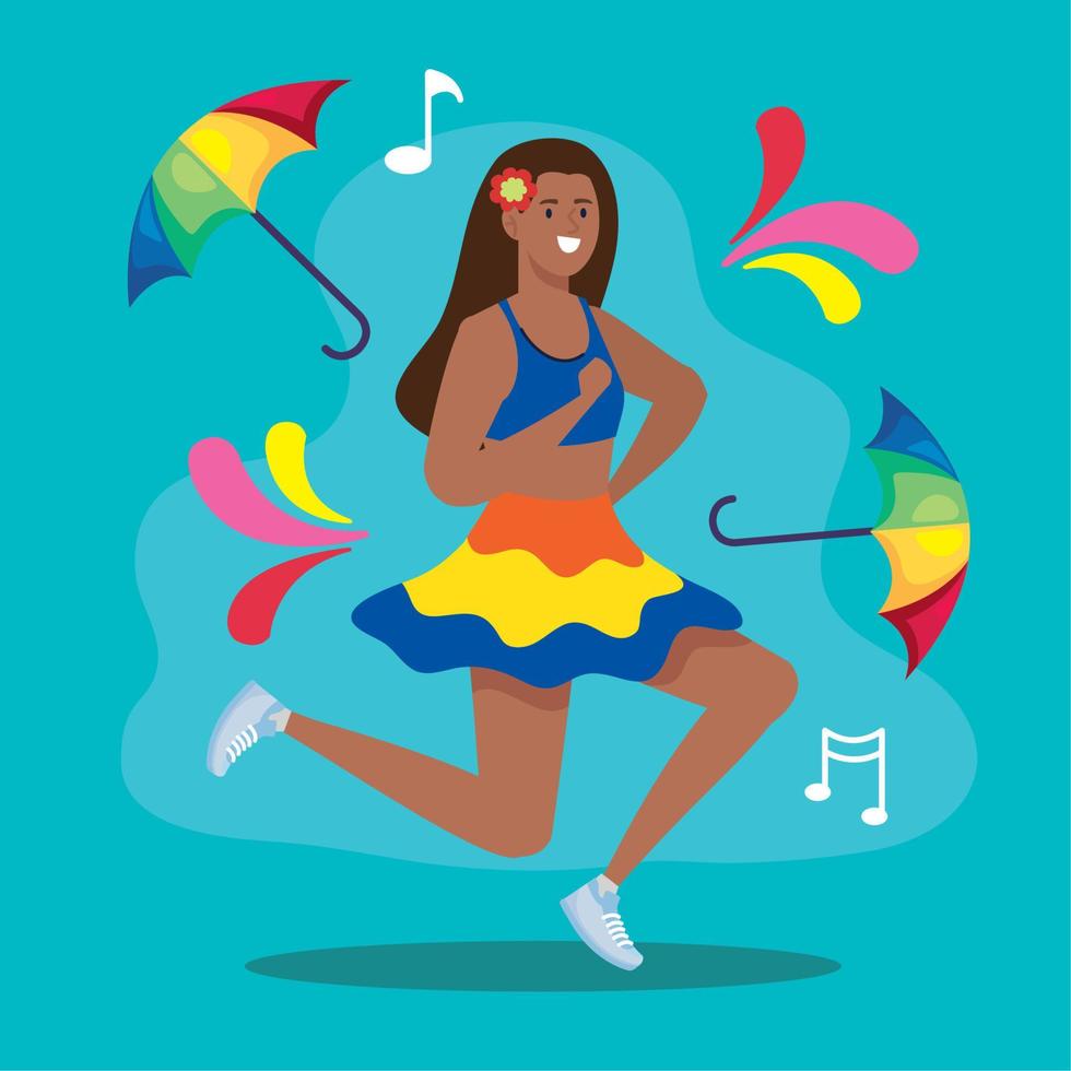 girl dancer with umbrellas vector