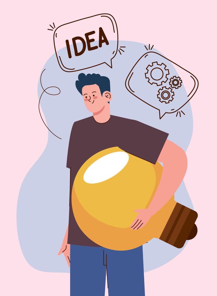 creative man carrying bulb vector