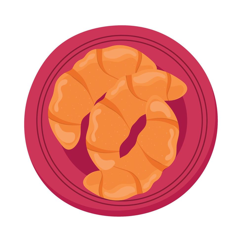 dish with croissants vector