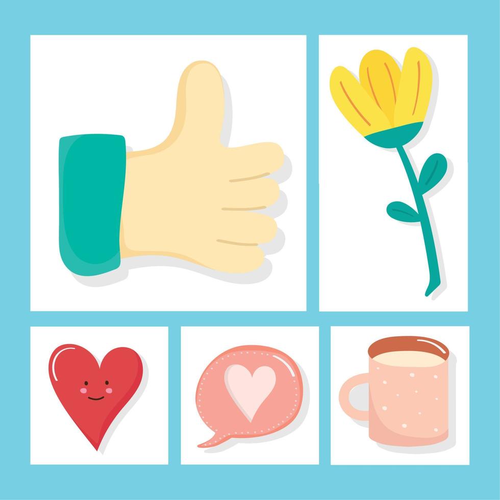 collection of kawaii icons vector