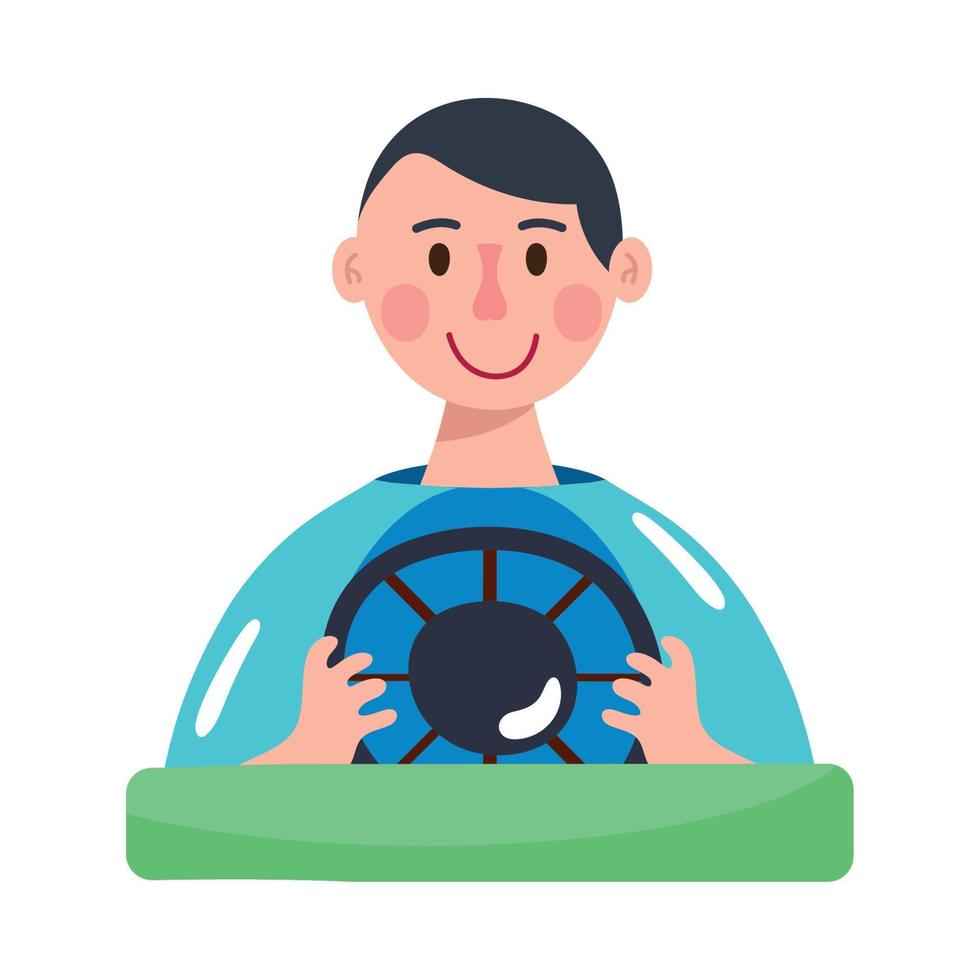 young man driving car vector