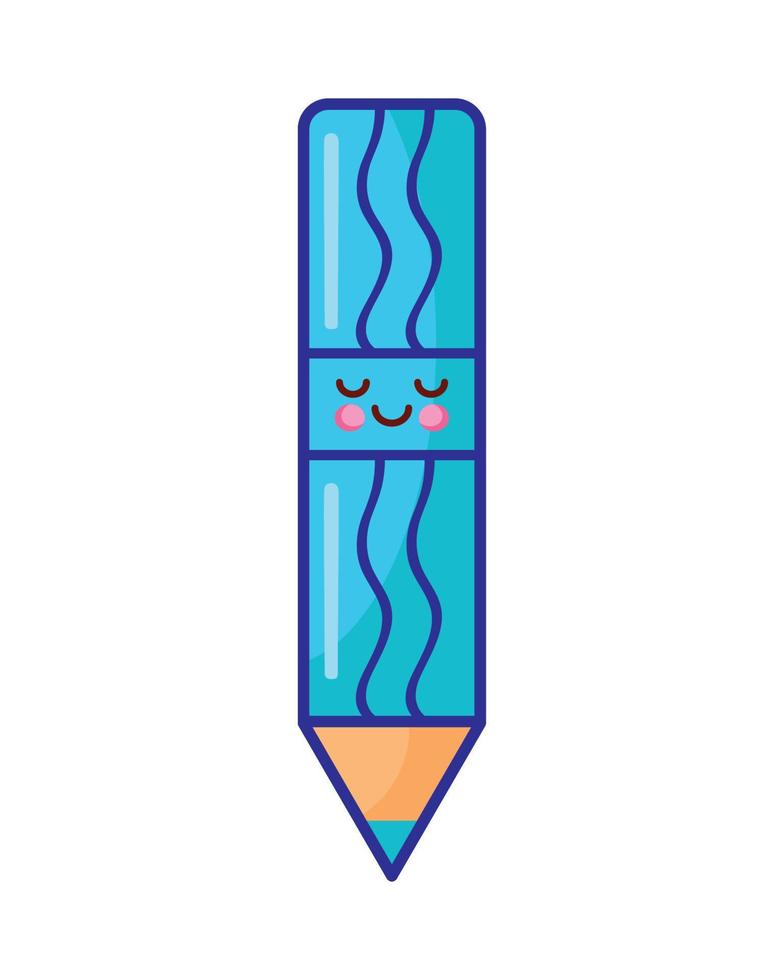 blue pencil kawaii style vector