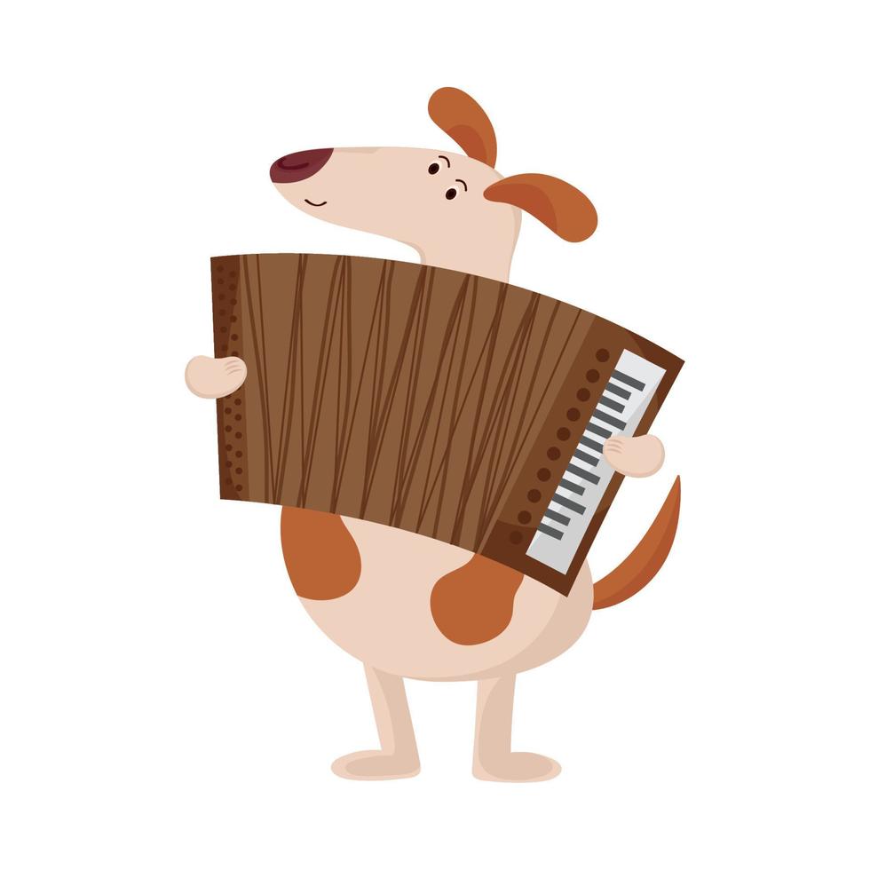 cute dog playing accordion vector