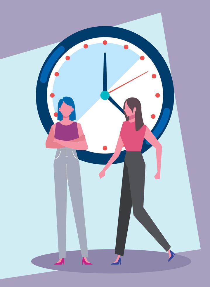 empresarias con reloj de tiempo vector