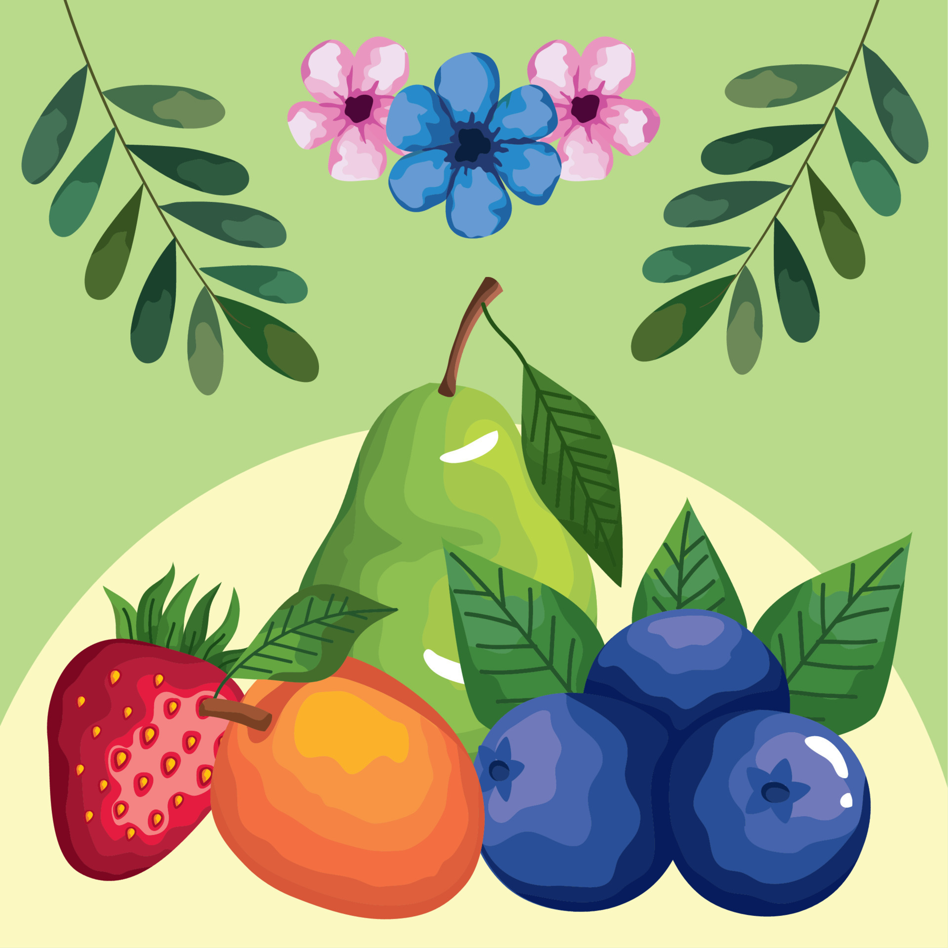 flowers and fruits 10478860 Vector Art at Vecteezy