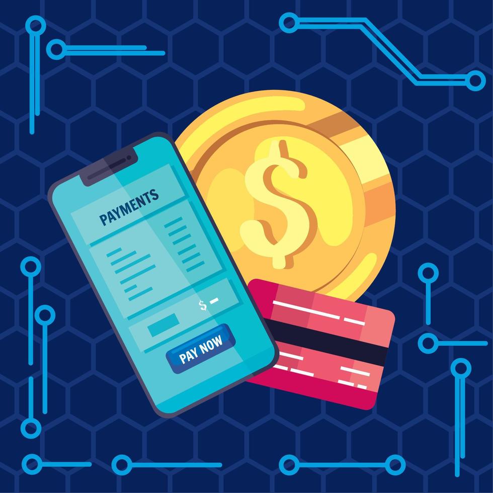 smartphone with red credit card vector