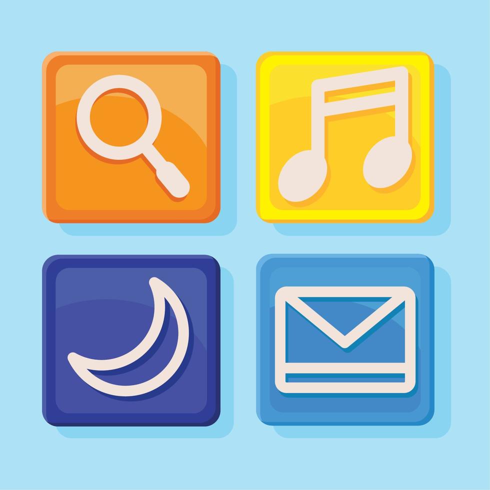 four apps buttons menu vector