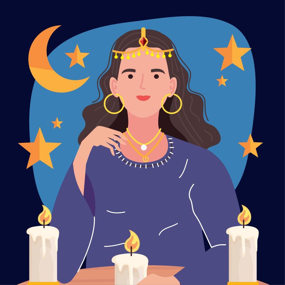 fortune teller with three candles vector