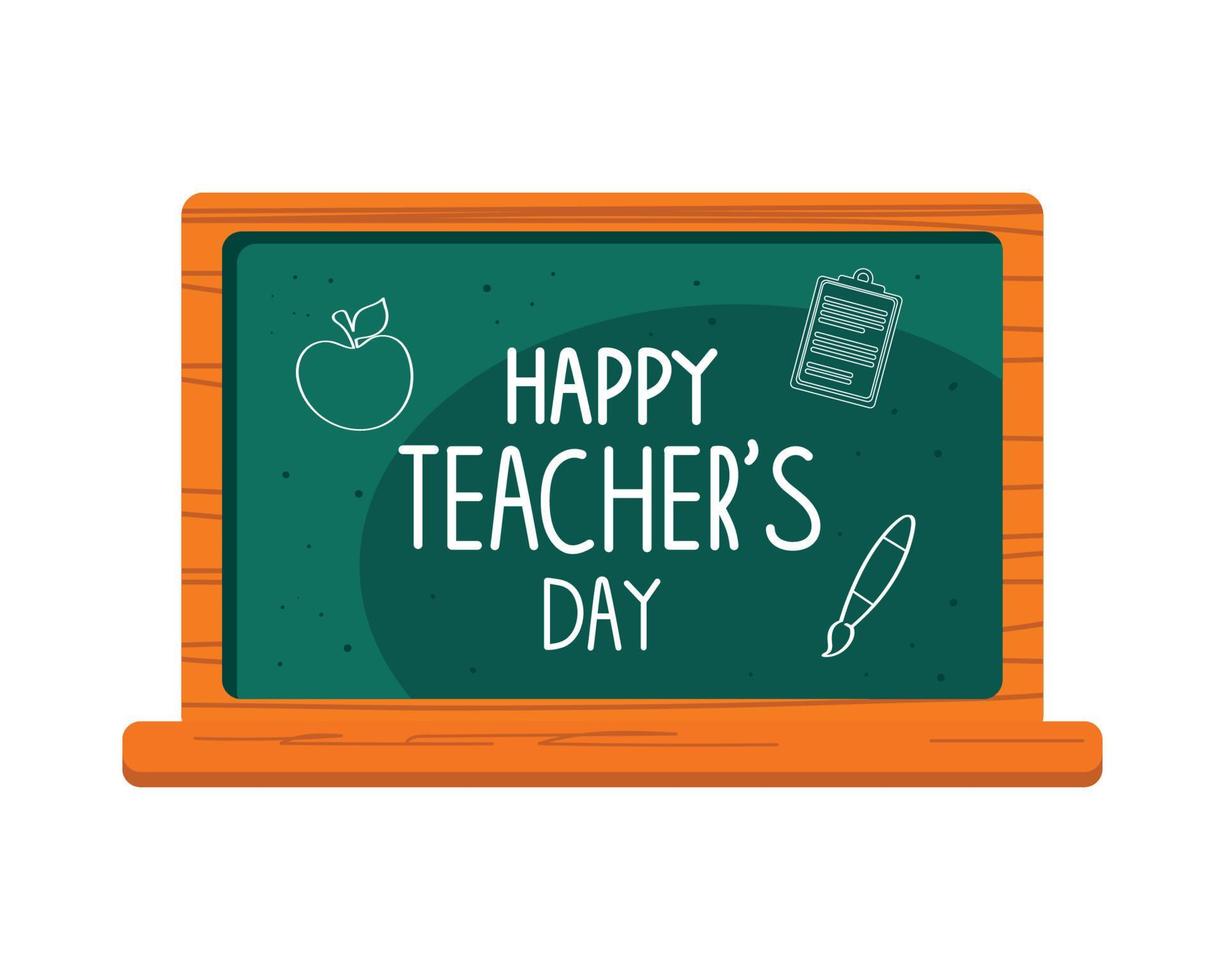 teachers day lettering in chalkboard vector