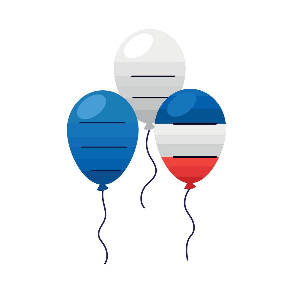 bandera francesa en globos de helio vector