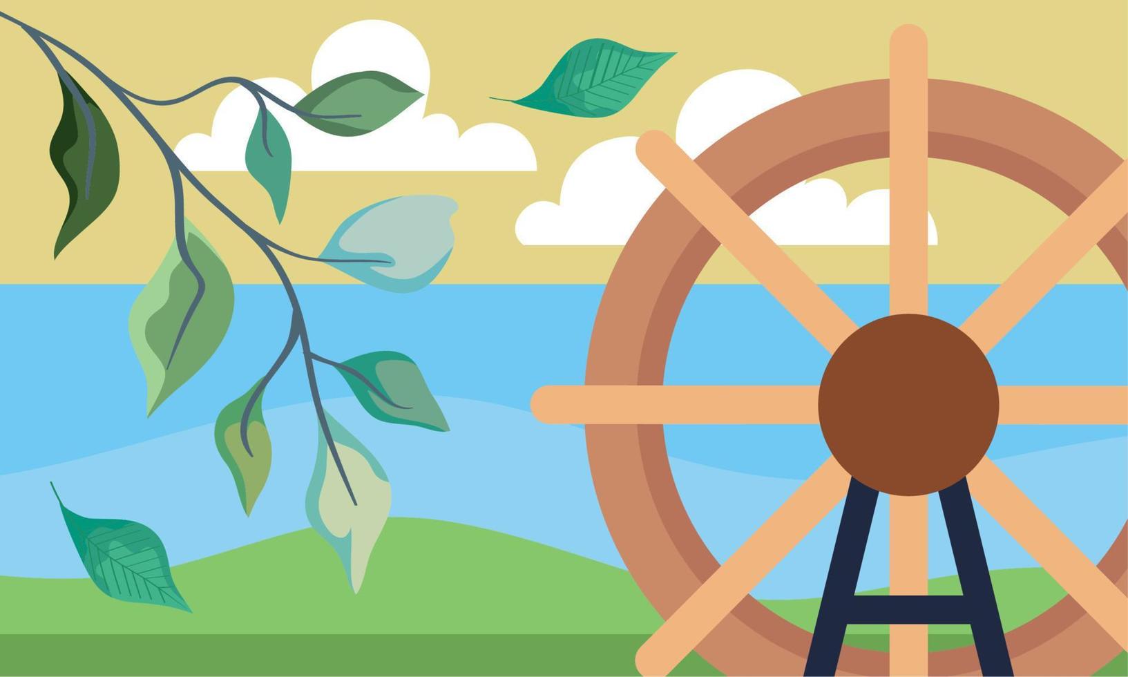 windmill farm in landscape vector