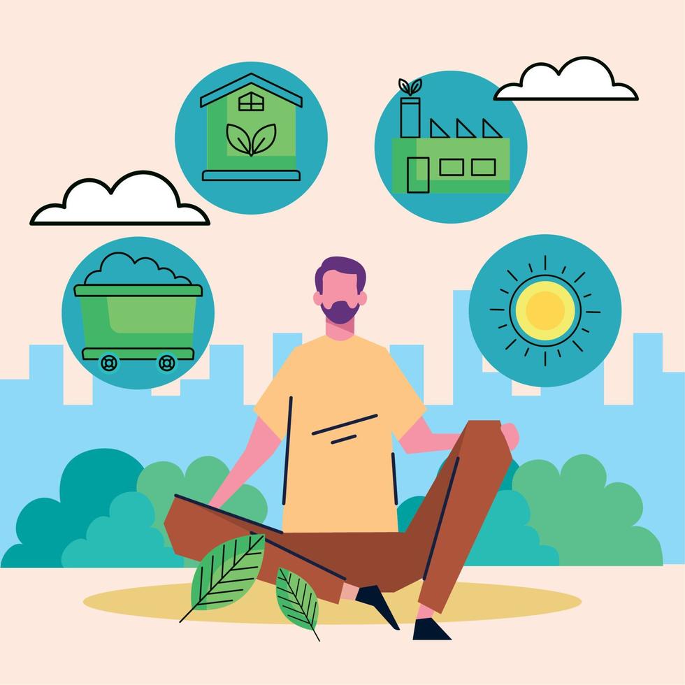 man with eco energy vector
