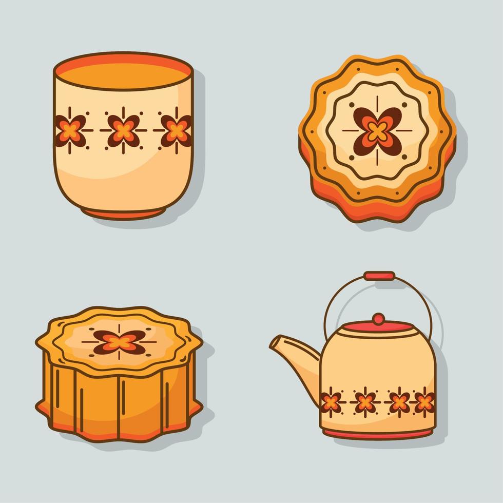 four chinese moon festival icons vector