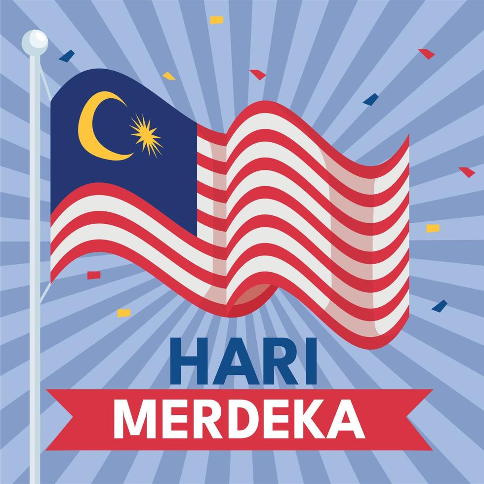hari merdeka lettering in ribbon vector