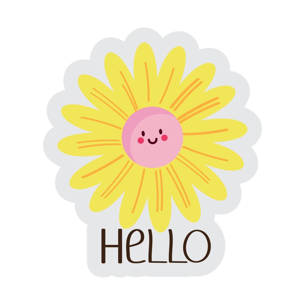 hello flower sticker vector