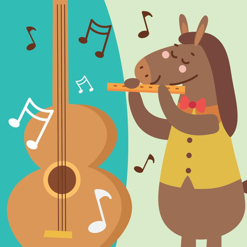 horse playing flute and guitar vector