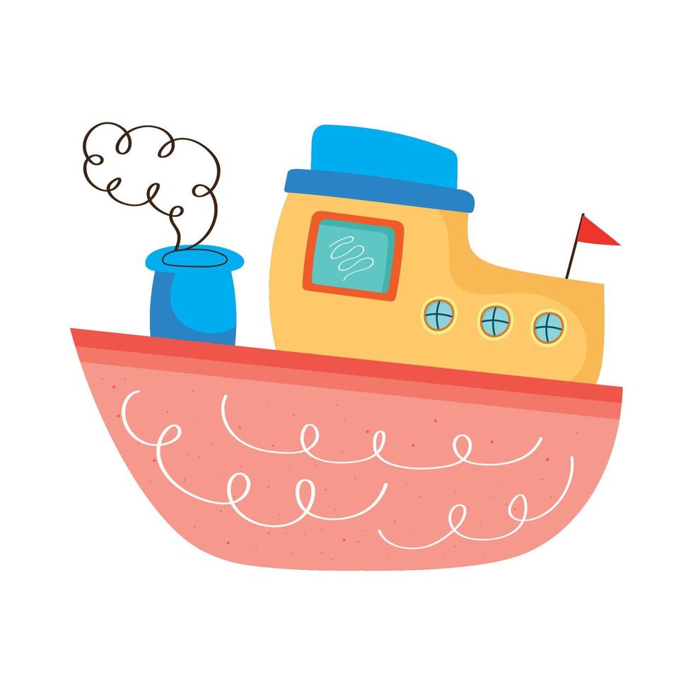 orange steam boat vector