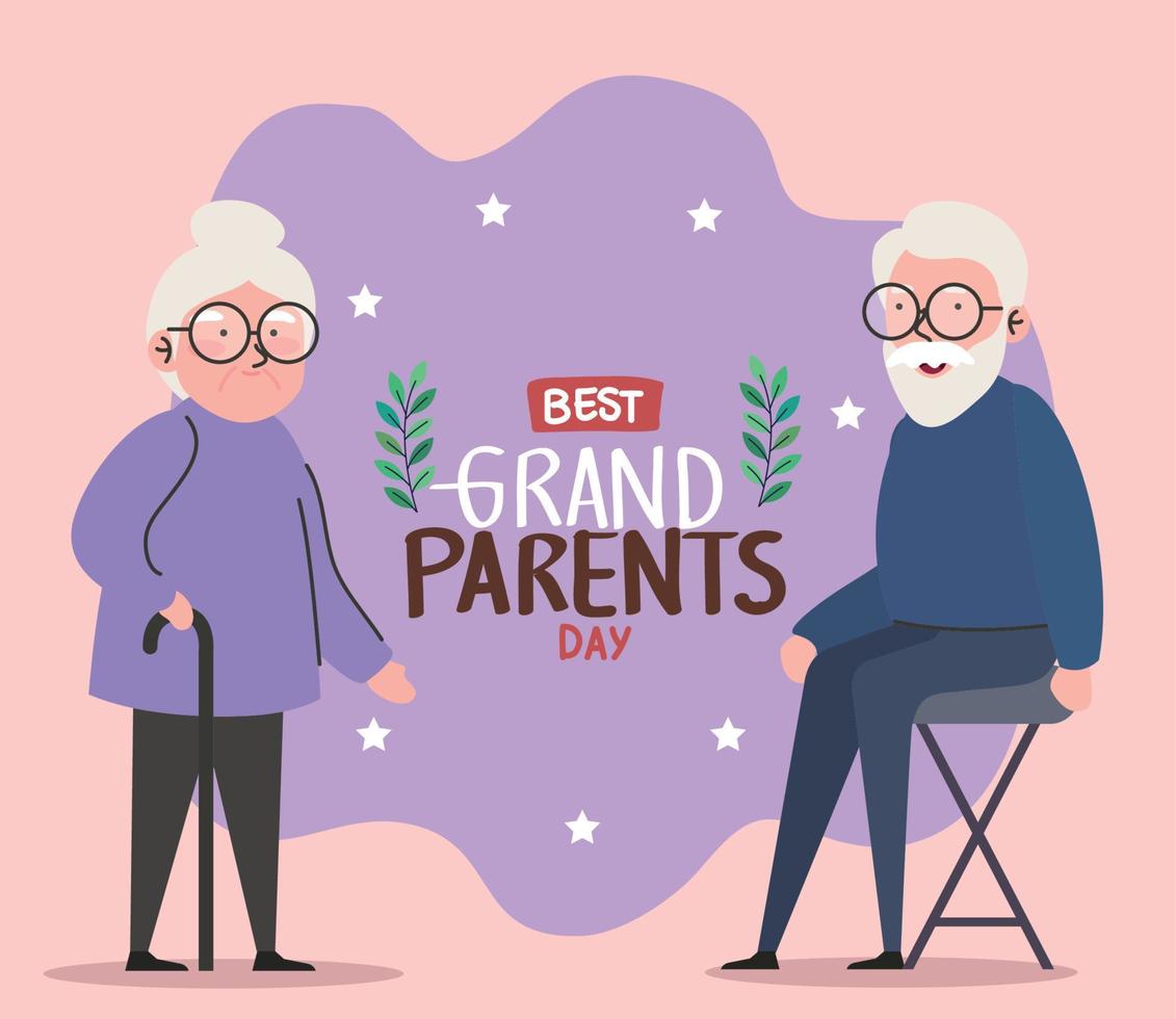 grandparents day lettering card vector