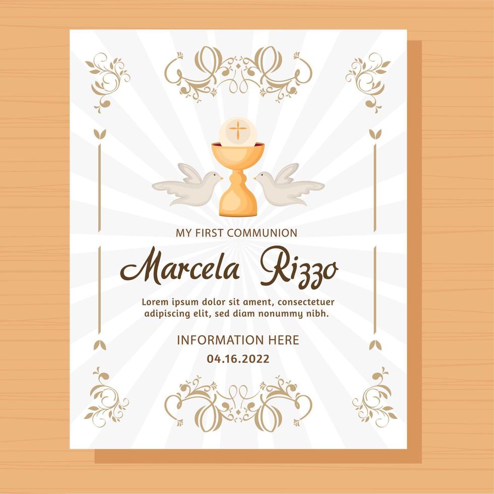 first communion postcard vector