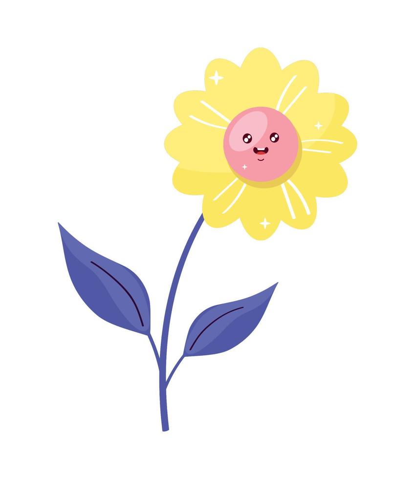 girasol estilo kawaii vector