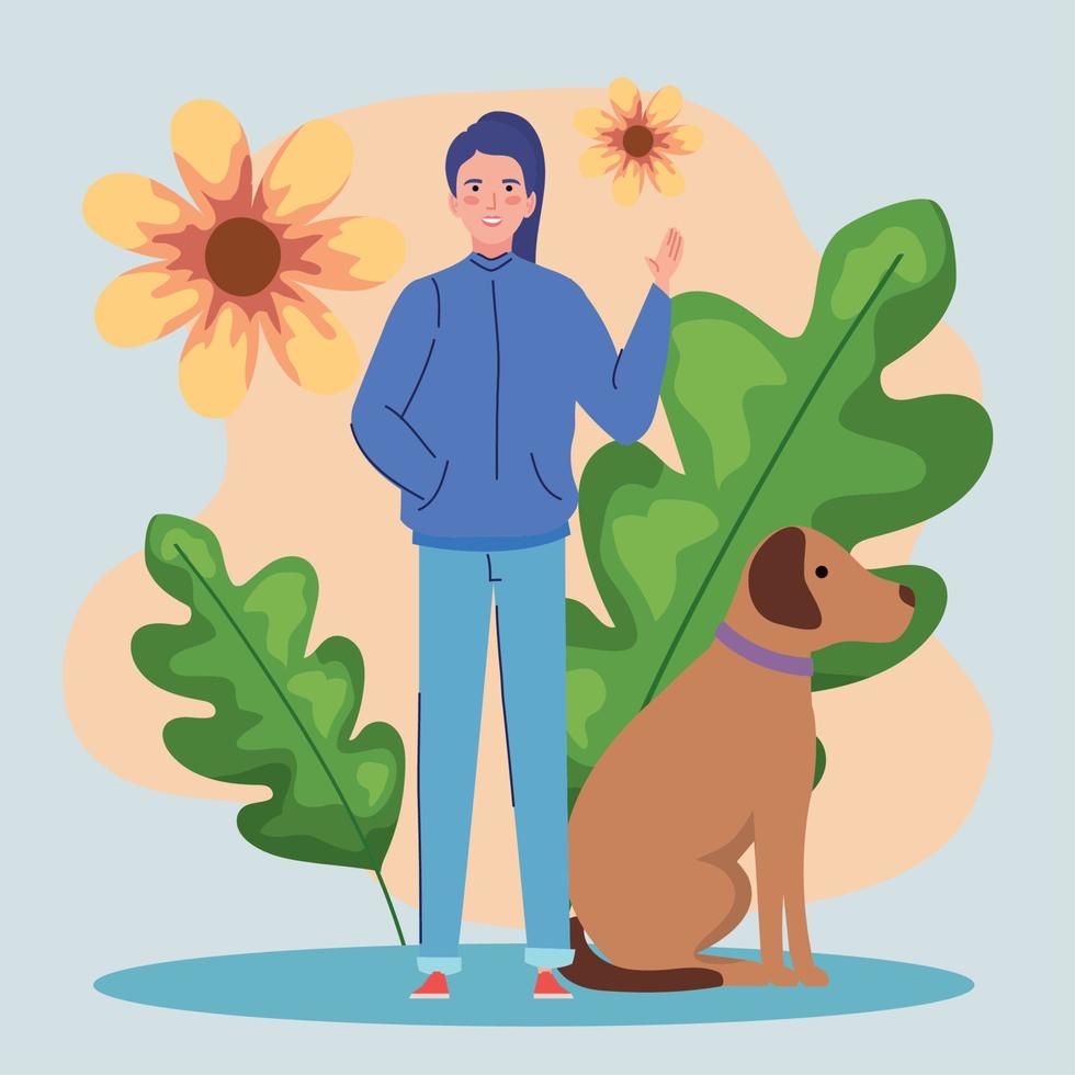 woman with dog mascot vector