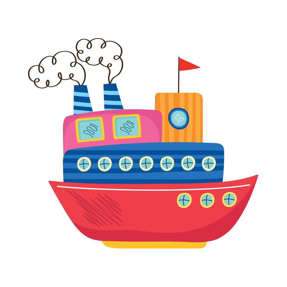 steam boat colorful vector