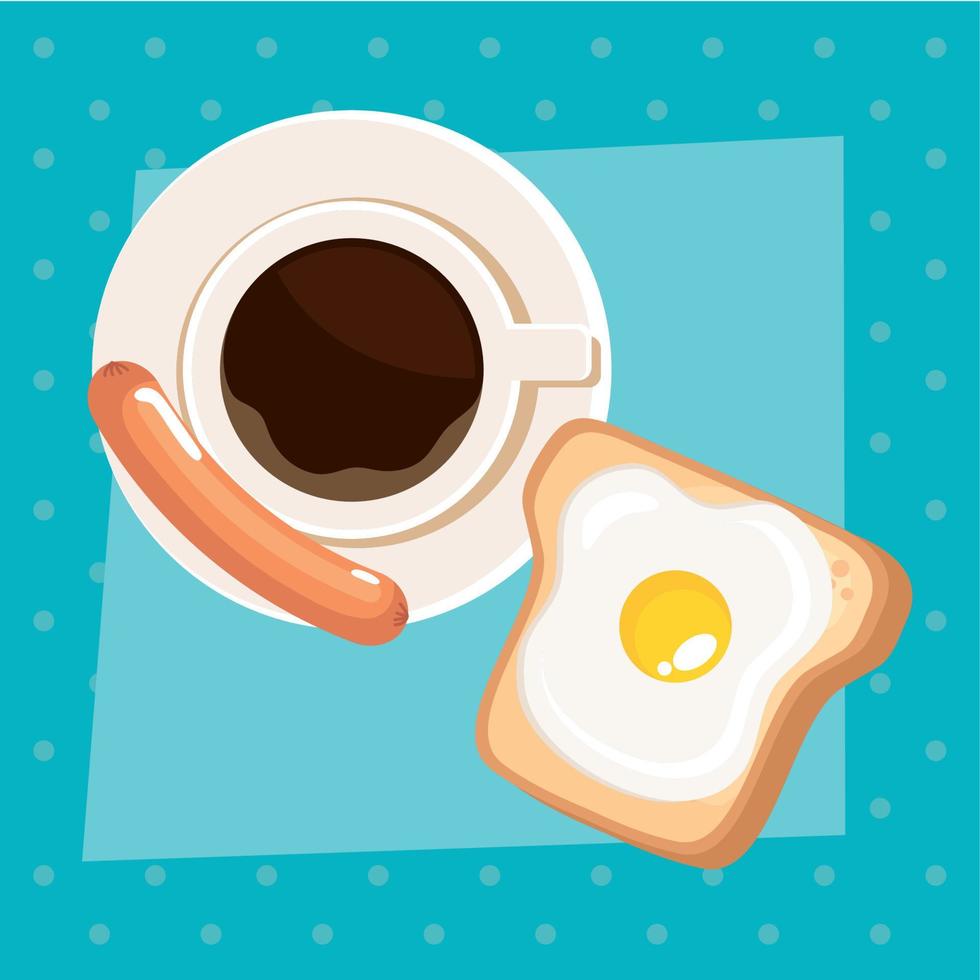 egg fried with coffee drink vector