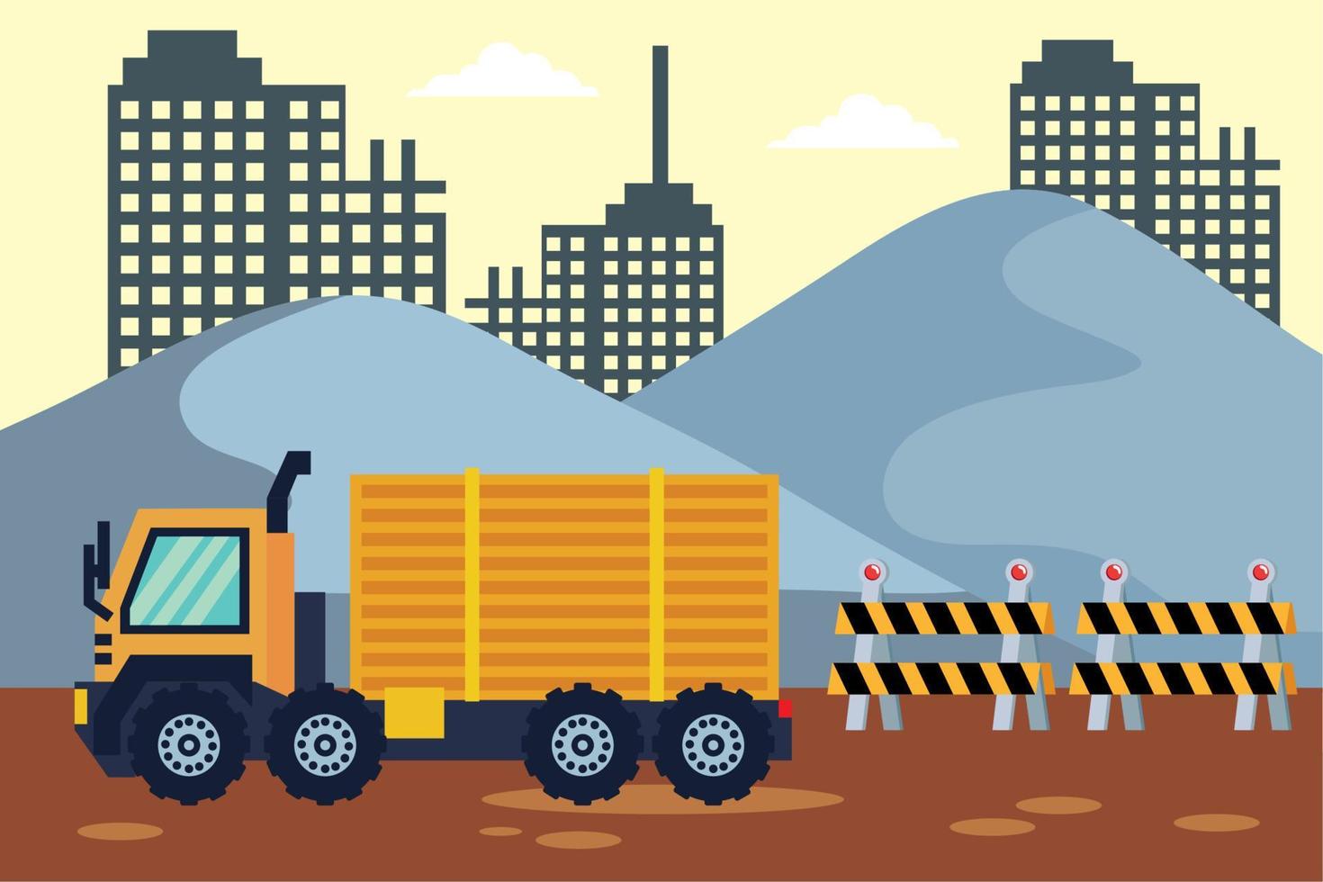 truck in construction site vector