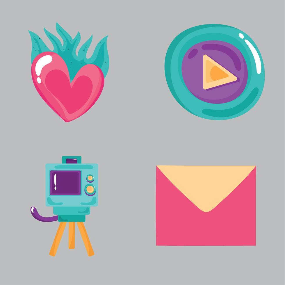 four vlog media icons vector