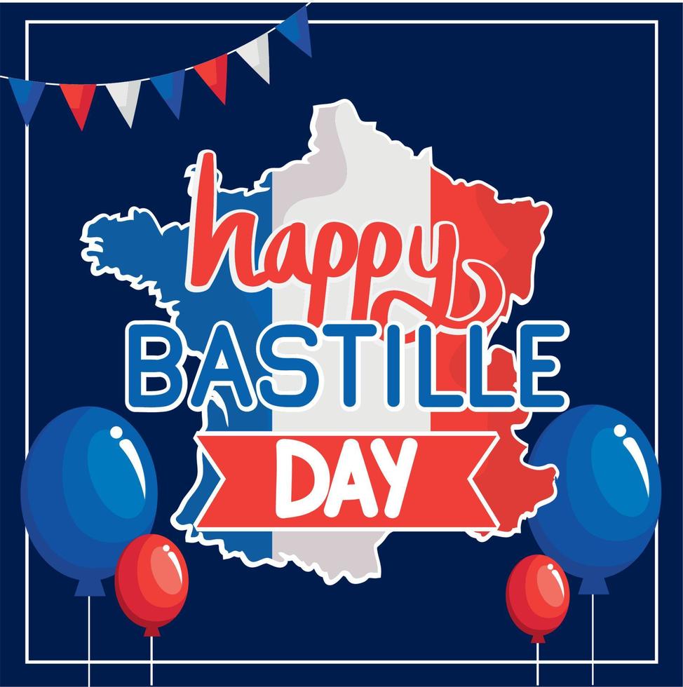 happy bastille day postcard vector