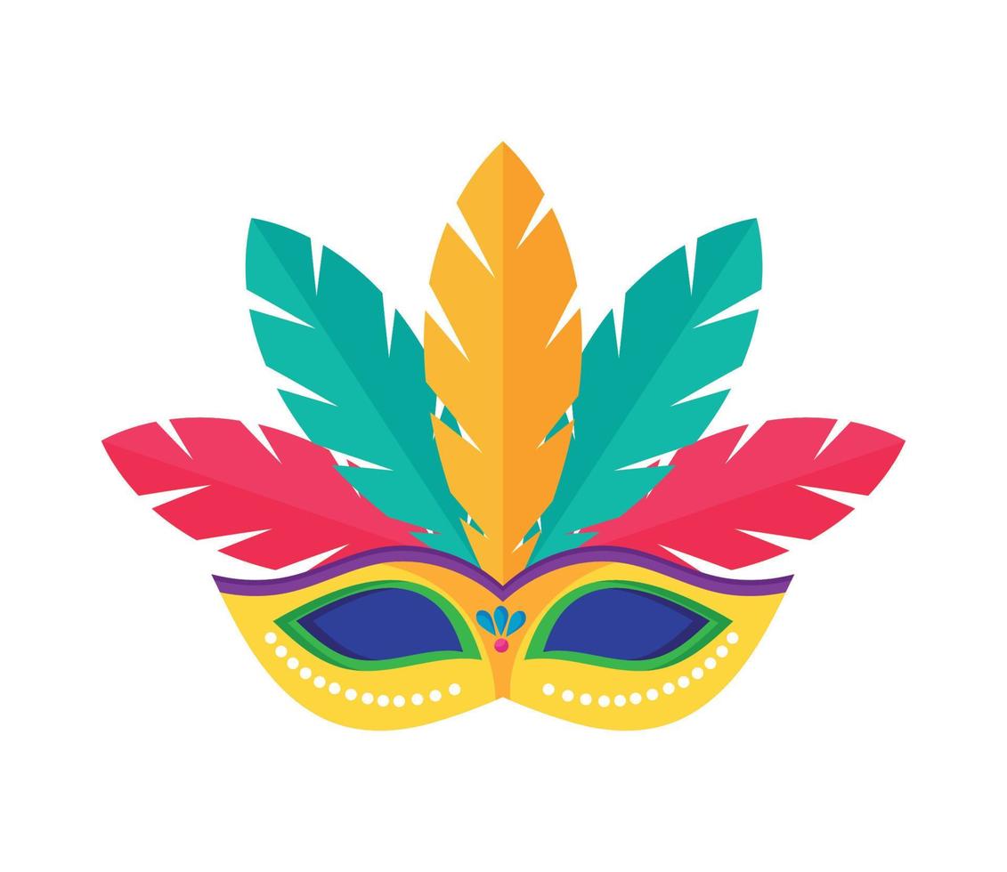 máscara de carnaval y pluma vector