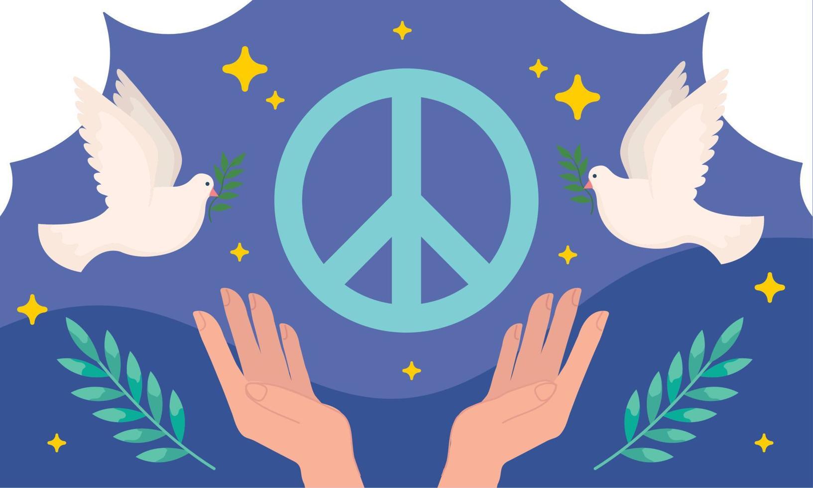 peace doves with symbol vector