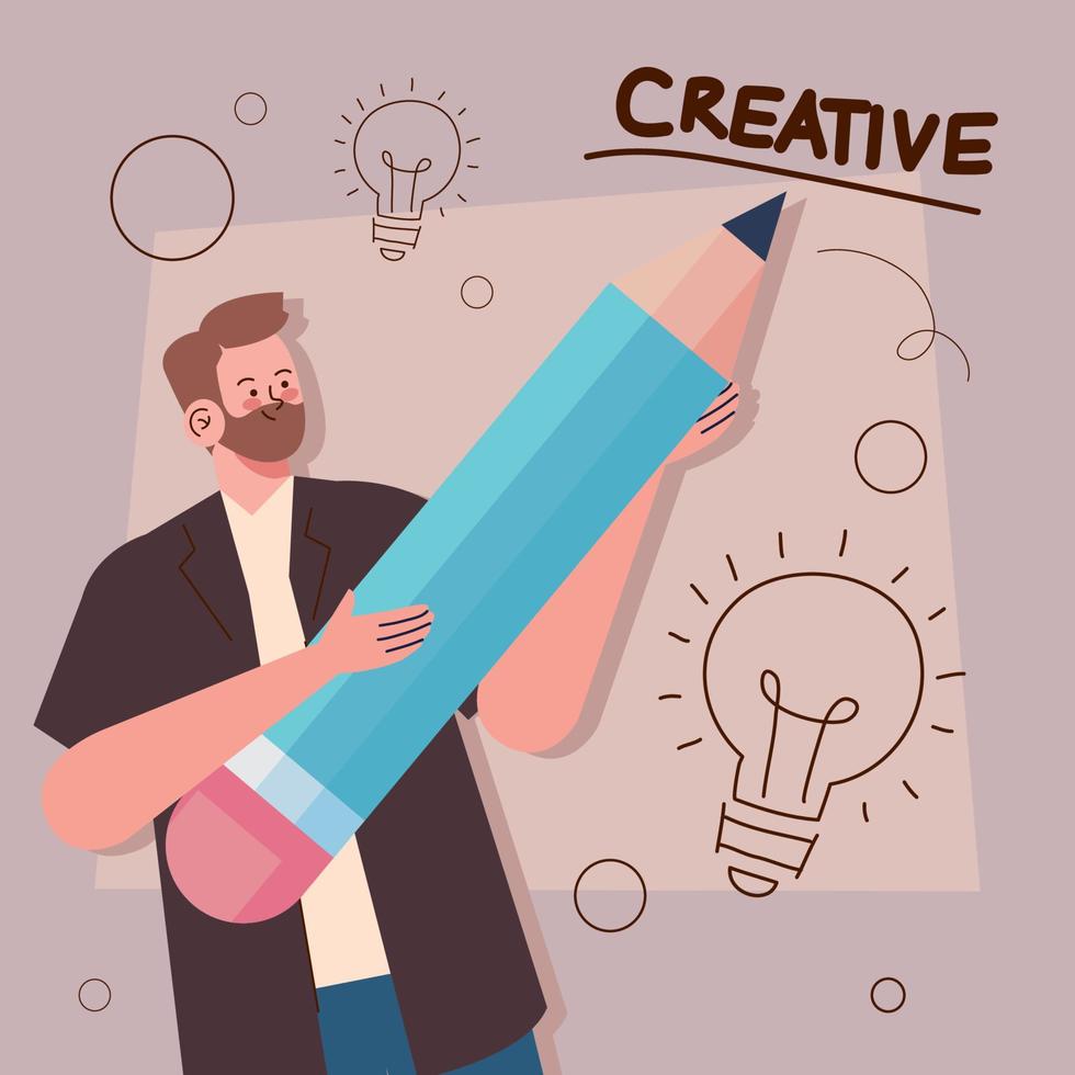 creative man with pencil vector