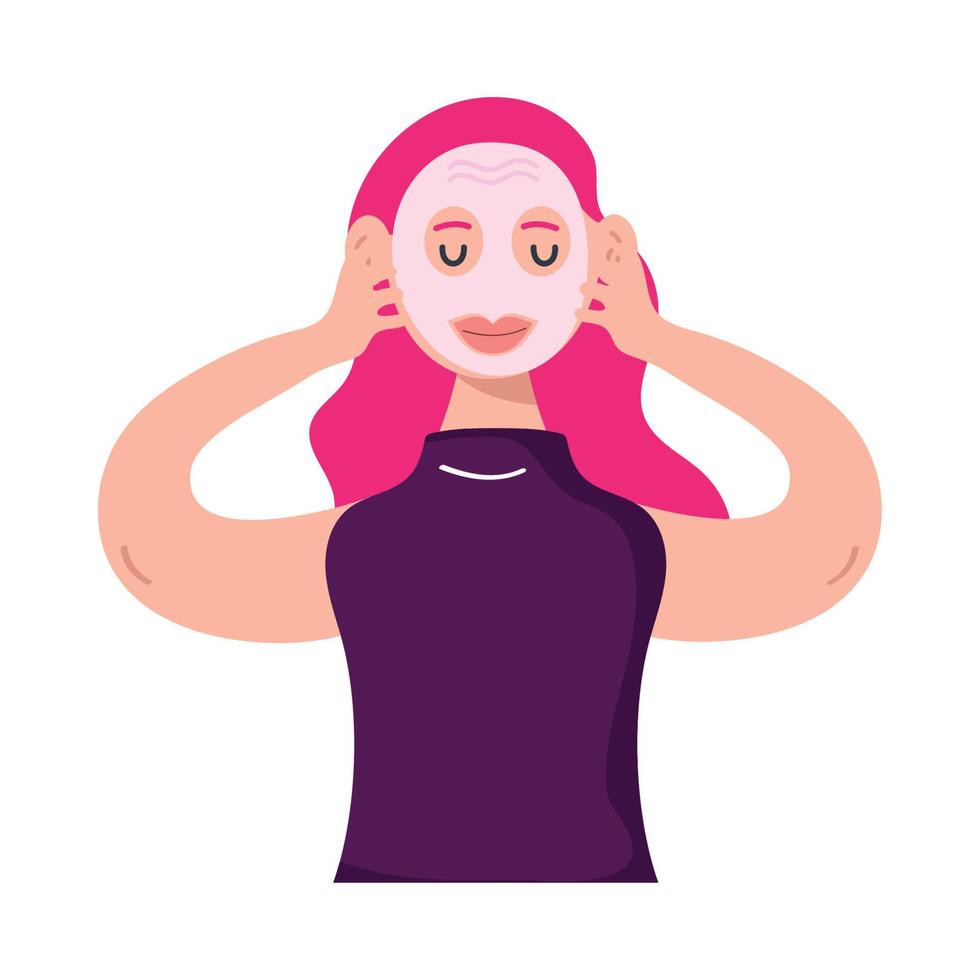 woman with facial mask vector