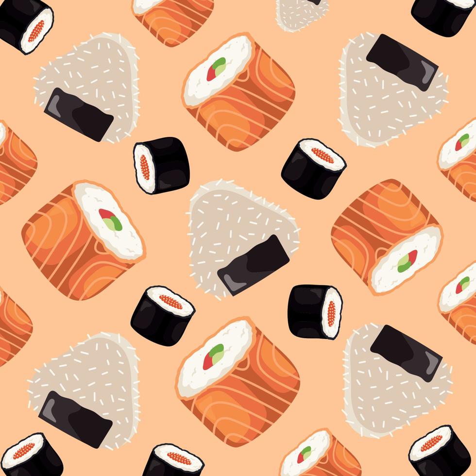 sushi Japanese Food pattern vector