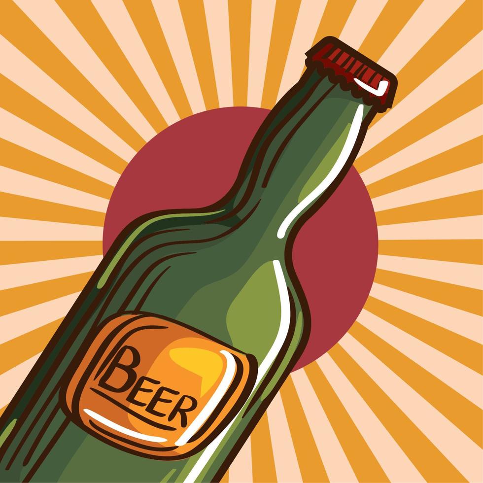 beer bottle in sunburst vector