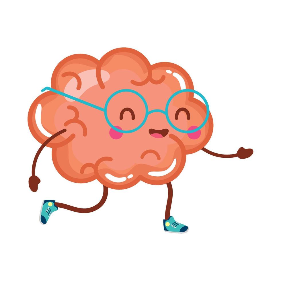 genius brain running kawaii vector