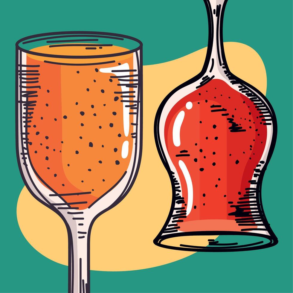 orange and red drinks pair vector