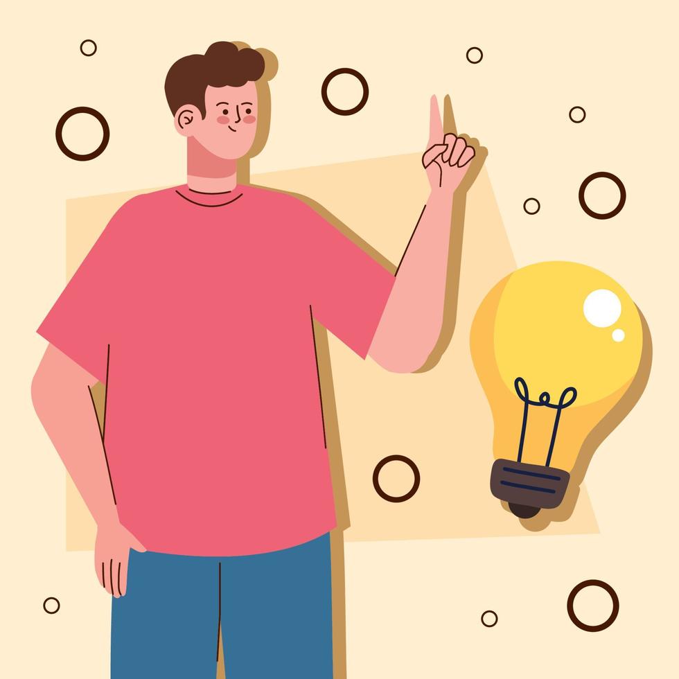 creative man with bulb vector