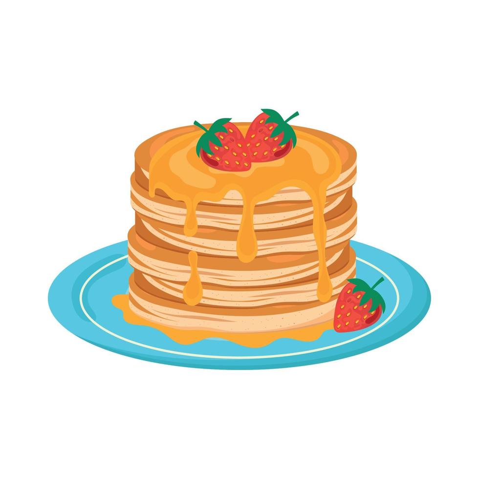 pancakes with strawberries vector