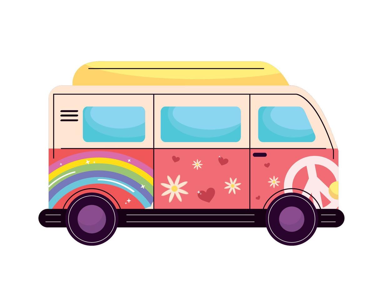 furgoneta hippie estilo retro vector