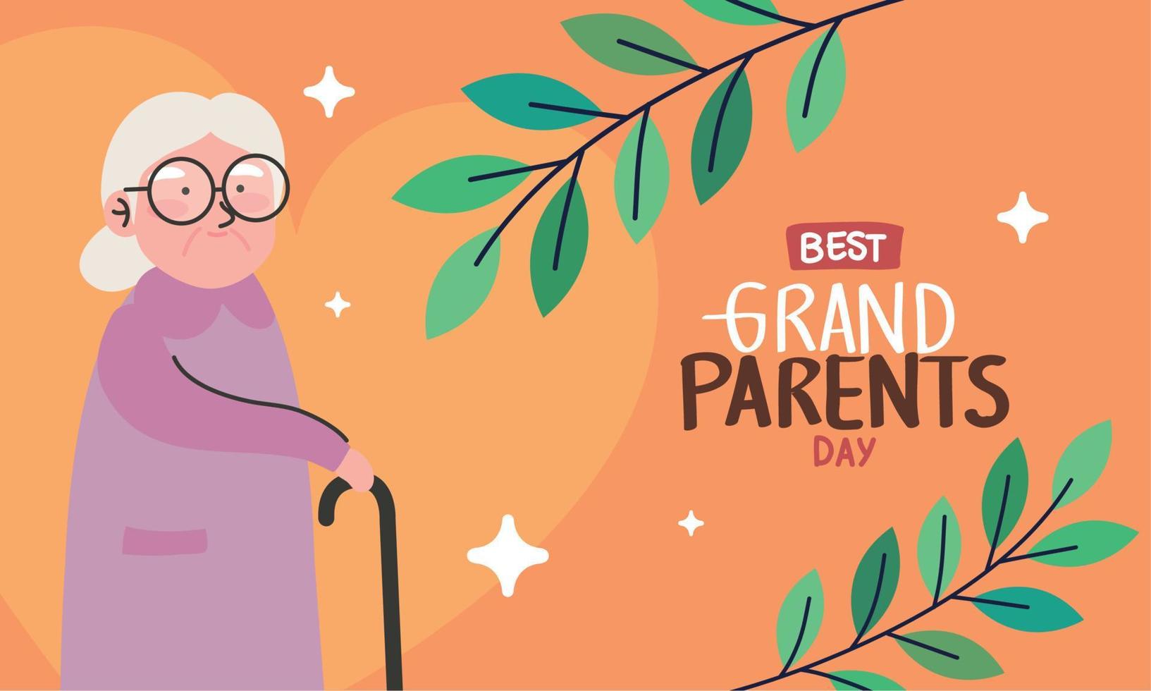 grandparents day lettering with grandmom vector