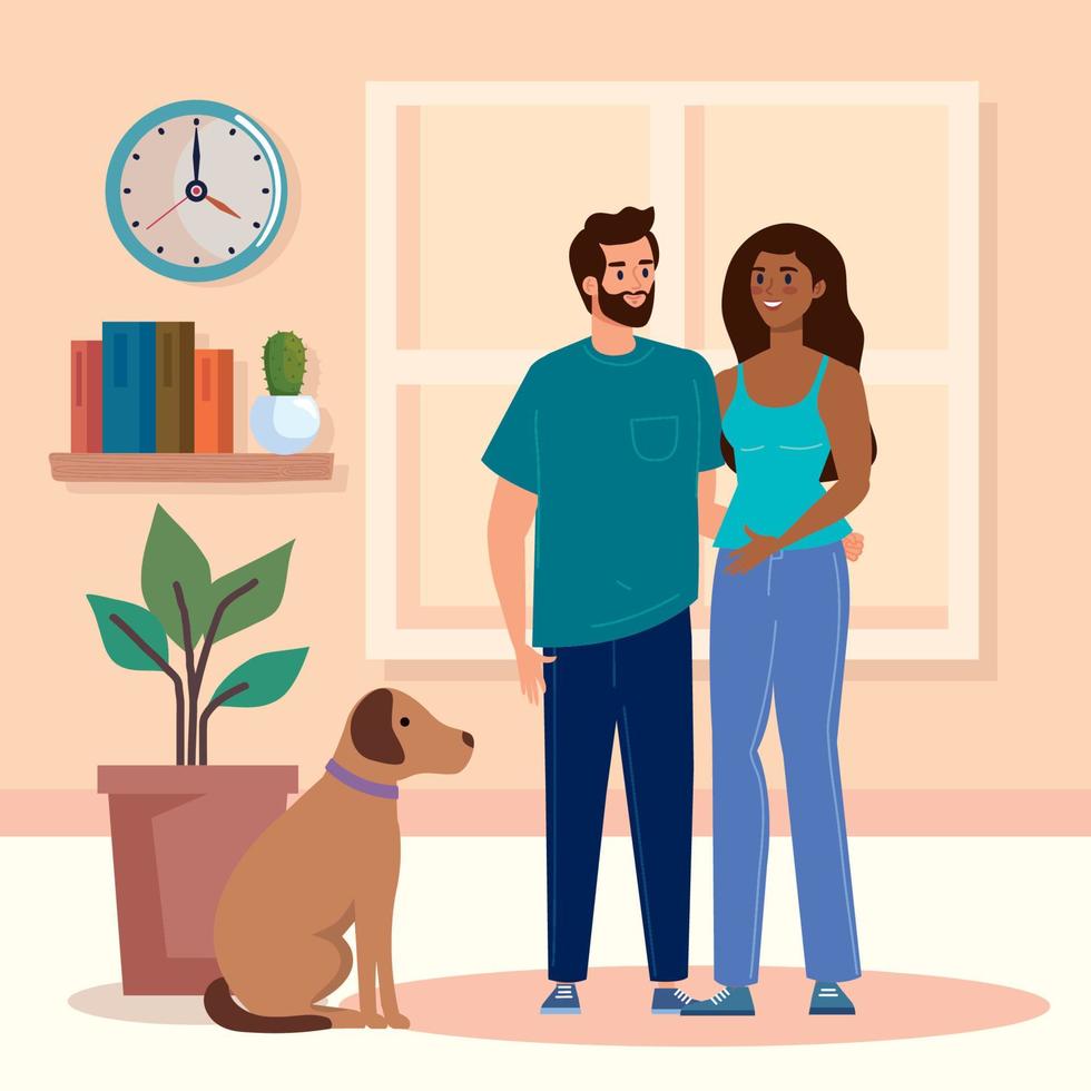 interracial lovers couple vector