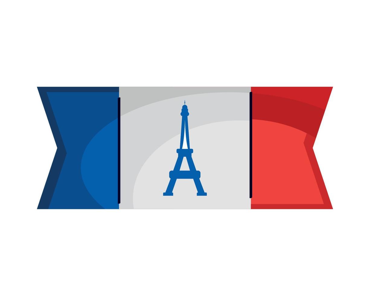 france flag and eiffel tower vector