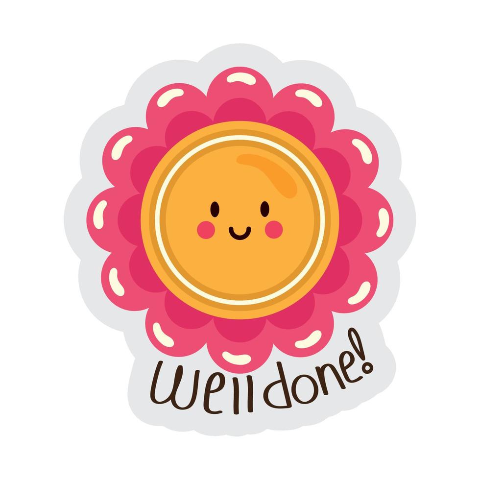 welldone flower sticker vector